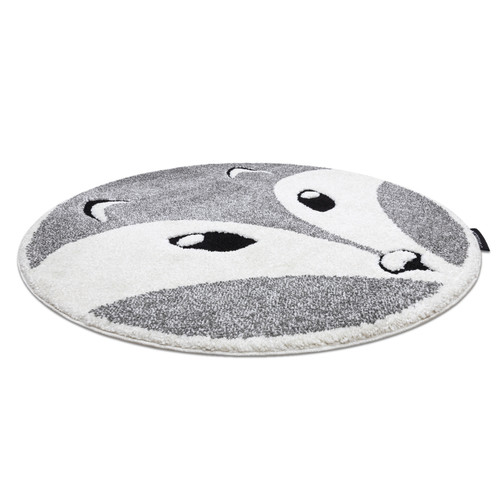 RUGSX Tapis enfant moderne JOY Cercle Fox, renard pour enfants - structurel deux niveaux de polaire gris   crème cercle 160 cm