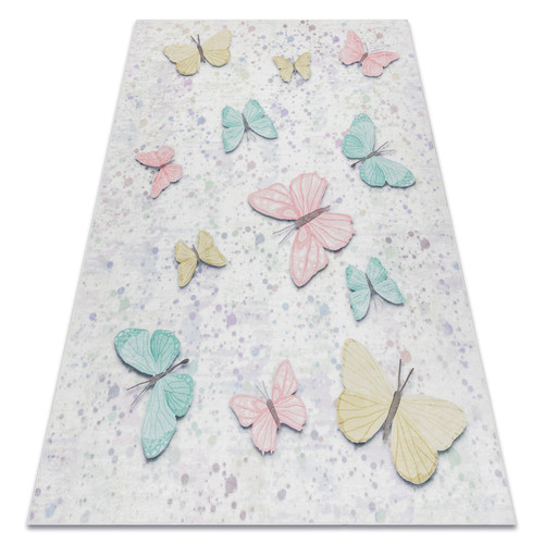RUGSX - Tapis lavable BAMBINO 1610 Papillons pour les enfants antidérapant - crème 140x190 cm RUGSX  - Décoration