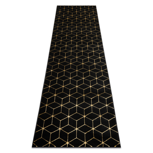 RUGSX - Tapis, le tapis de couloir GLOSS moderne 409C 86 cube élégant, glamour, art deco noir   or 70x250 cm RUGSX  - Tapis decor