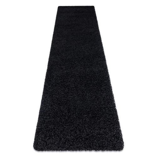 RUGSX - Tapis, le tapis de couloir SOFFI shaggy 5cm noir - pour la cuisine, l'antichambre, le couloir 80x250 cm RUGSX  - Décoration Noir et blanc