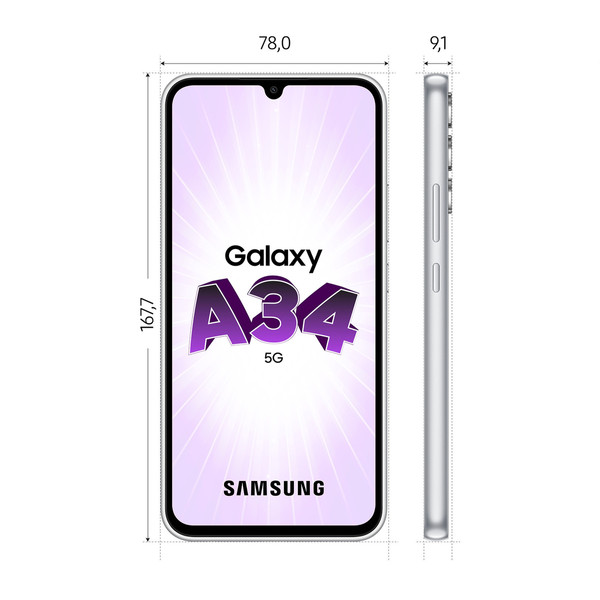 Samsung Galaxy A34 - 5G - 8/256 Go - Argenté