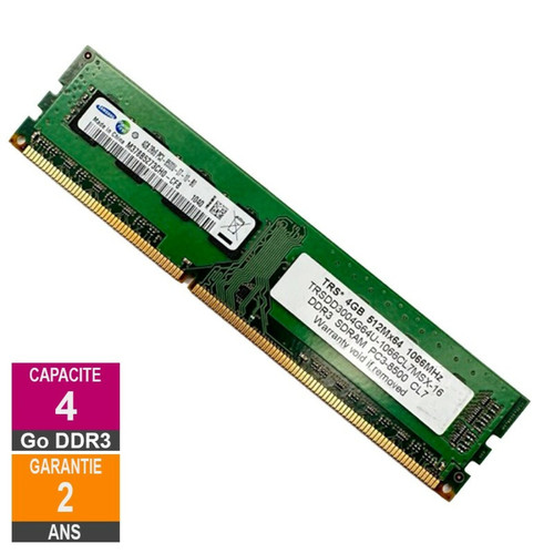 Samsung - 4Go RAM DDR3 Samsung M378B5273CH0-CF8 DIMM PC3-8500U 2Rx8 Samsung  - Memoire pc reconditionnée