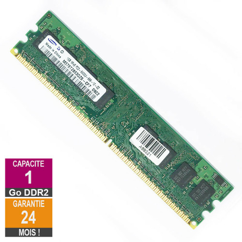 Samsung - Barrette Mémoire 1Go RAM DDR2 Samsung M378T2863QZS-CF7 DIMM PC2-6400U 1Rx8 - RAM PC Samsung