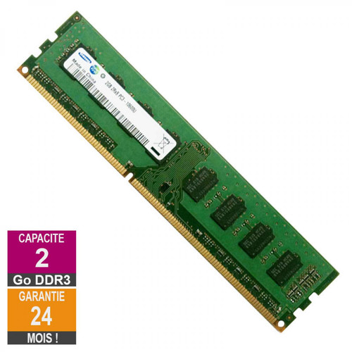 RAM PC Fixe Samsung Barrette Mémoire 2Go RAM DDR3 Samsung M378B5673FH0-CH9 PC3-10600U 1333MHz 2Rx8