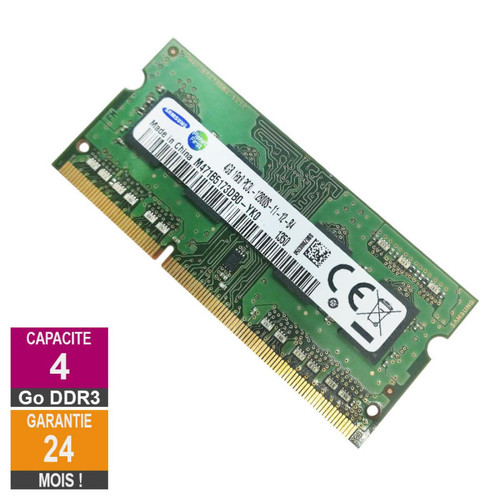 Samsung - Barrette Mémoire 4Go RAM DDR3 Samsung M471B5173DB0-YK0 SO-DIMM PC3L-12800S 1Rx8 691740-001 - Memoire pc reconditionnée