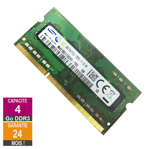Samsung - Barrette Mémoire 4Go RAM DDR3 Samsung M471B5173QH0-YK0 SO-DIMM PC3L-12800S 1Rx8 698656-154 - Memoire pc reconditionnée