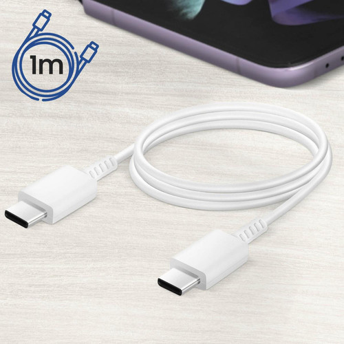 Câble antenne Câble USB-C vers USB-C Charge rapide 1 mètre D'origine Samsung EP-DG977BWE blanc