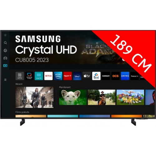 Samsung - TV LED 4K 189 cm 75CU8005 Crystal 2023 - TV Samsung TV, Télévisions