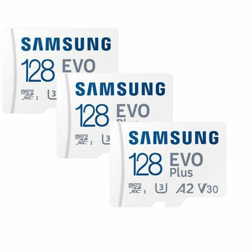 Samsung - Lot de 3 Carte mémoire microSD Samsung Evo Plus 128 Go SDXC TF carte U3 Classe 10 A2 130 Mo/s avec Adaptateur Samsung  - Carte SD