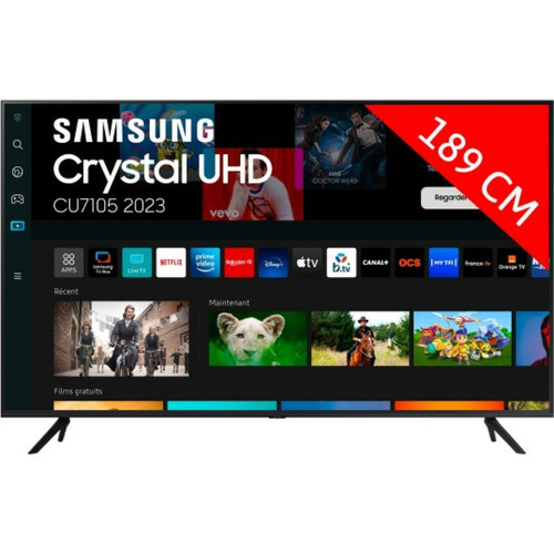 Samsung - TV Crystal UHD 4K 75" 189 cm SAMSUNG 75CU7105 - Découvrez notre sélection de TV