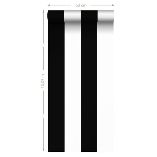 Papier peint Sanders & Sanders papier peint à rayures noir et blanc - 935221 - 53 cm x 10,05 m