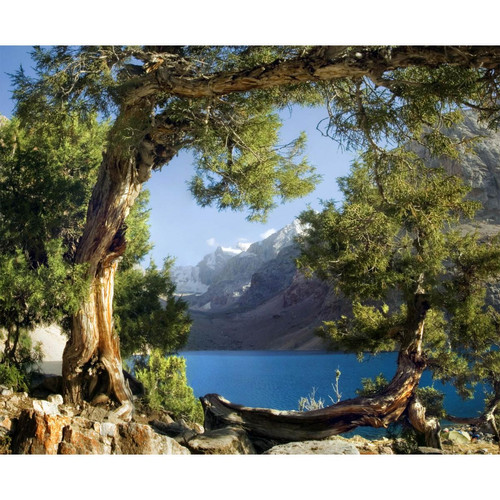 Papier peint Sanders & Sanders Sanders & Sanders papier peint panoramique montagnes bleu, vert et beige - 600483 - 360 x 270 cm