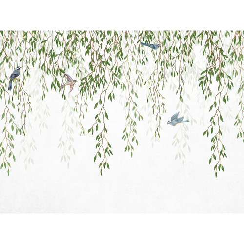 Sanders & Sanders -Sanders & Sanders papier peint panoramique oiseaux dans la nature vert et bleu Sanders & Sanders  - Revêtement mural intérieur
