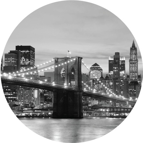 Sanders & Sanders - Sanders & Sanders papier peint panoramique rond adhésif Pont de Brooklyn New York noir et blanc - Décoration chambre enfant Argent, noir, rosa