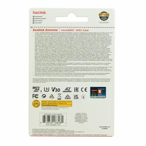 Carte SD Carte Mémoire Micro SDXC flash SanDisk Extreme 1 To 190/130Mb/s Classe 10 A2 V30 U3