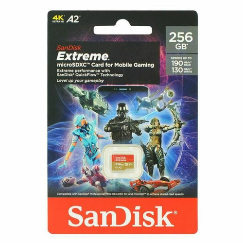 Sandisk - Carte microSDXC SanDisk Extreme 256 Go pour jeux sur mobile jusqu'à 190 Mo/s avec A2 App Performance UHS-I Classe 10 U3 V30 Sandisk  - Sandisk