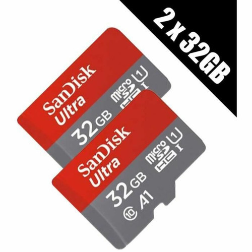 Sandisk - Cartes mémoire SanDisk 2 x 32 GB Ultra A1 Carte Micro SDHC avec Adaptateur SD 98 MBS (Multi Pack 2 x sdsquar-032g-gn6ma) 7867 Sandisk  - Carte memoire 2m