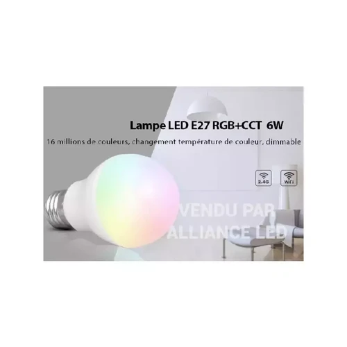 Sans Marque Ampoule LED E27 6W 550lm 220° Ø57mm RadioFréquence / Wifi - RGB CCT 2700K-6500K 014