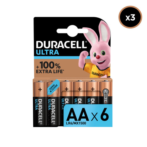 Duracell - 3x6 Piles Duracell Ultra AA 1,5 Volts, LR06 Duracell  - Piles Duracell