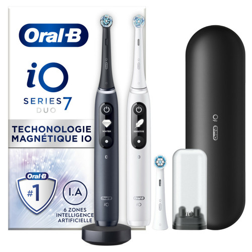 Brosse à dents électrique Oral-B Oral-B IO 7 - Duo Avec Etui de Voyage Premium - Noire et Blanche - Brosses À Dents Électriques