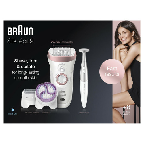 Epilateur Braun Épilateur Silk Épil 9 - Avec Tondeuse Bikini Et Brosse Exfoliante - Blanc/Or Rose