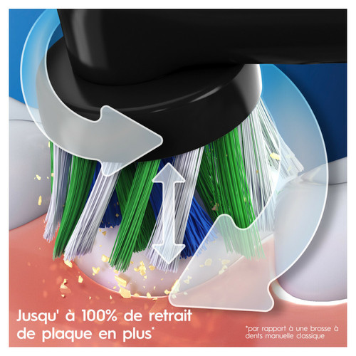 Brosse à dents électrique Oral-B - Pro 3 - Rose/noire - 2 Brosses à dents électriques