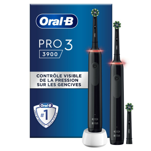 Oral-B - ORAL B PRO 3900 DUO - Noire Et Noir + 1 brossette Oral-B  - Brosse à dents électrique