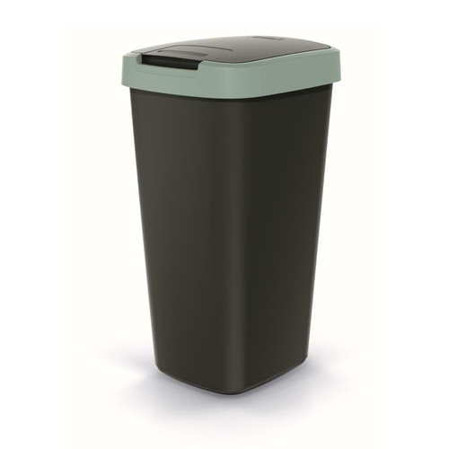 Sans Marque - Corbeille à déchets KEDEN COMPACTA Q 25 litres poubelle NSAB25-5575C - noir avec cadre vert clair Sans Marque  - Poubelles d'extérieur, conteneurs