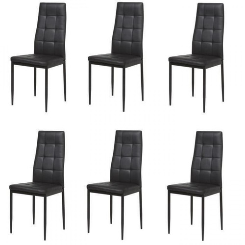 Cstore - ROKA Lot de 6 chaises - Simili Noir - L 42 x P 54,3 x H 95,2 cm - Chaises de jardin
