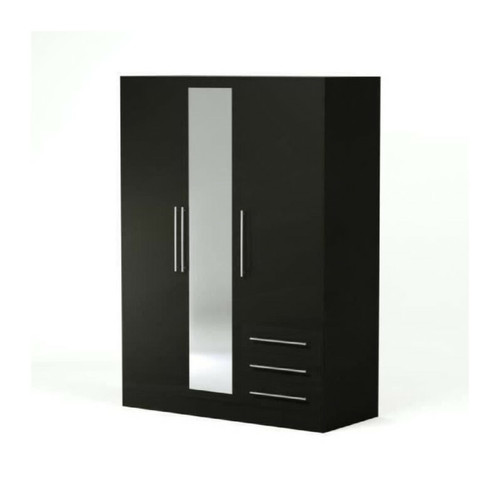 Sans Marque - JUPITER Armoire de chambre style contemporain en bois agglomere noir - L 144,6 cm - Sans Marque