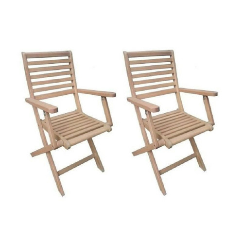 Sans Marque - Lot de 2 fauteuils pliantes de jardin en eucalyptus FSC - 57,5x56x90cm Sans Marque  - Fauteuil pliant jardin