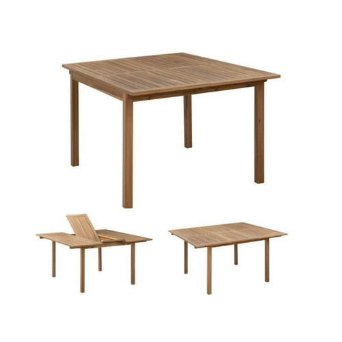 Ensembles tables et chaises Sans Marque Table de jardin carré extensible 8 personnes - Acacia - Dimensions : 100/140 x 140 x 75 cm