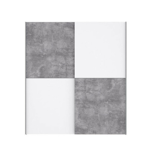 Sans Marque - ULOS  Armoire 2 portes coulissantes - Decor beton gris clair et blanc - L 170.3 cm Sans Marque  - Chambre complète Blanc casse