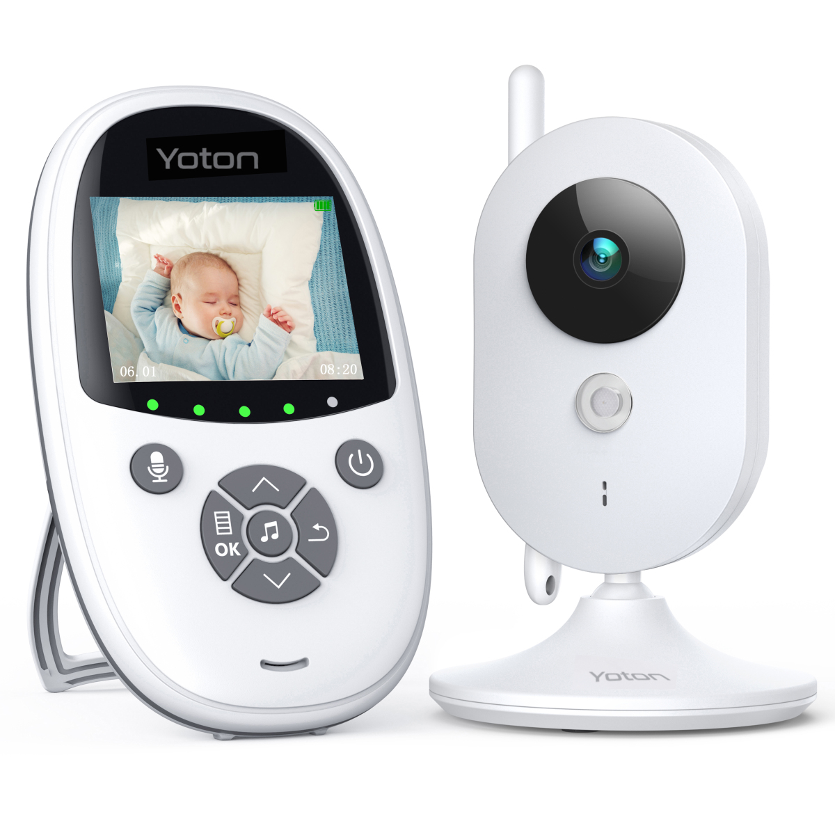 Yoton Babyphone Vidéo Caméra avec Moniteur pour Bébé - Écran 2,4 Pouces -  Interphone Température Berceuses Vision Nocturne Mode VOX