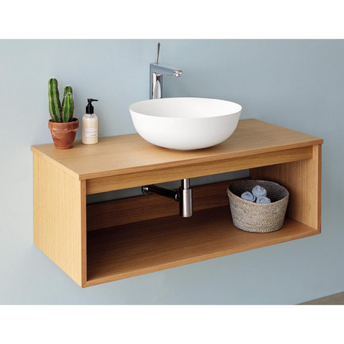 Sanycces - Meuble suspendu Uno wood pour vasque à poser Chêne - 80 x 45 cm - Meubles de salle de bain Oskar chêne