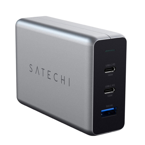 Satechi - Chargeur Secteur GaN 100W 2 USB-C PD + USB Design Compact Satechi Gris Sidéral Satechi  - Connectique et chargeur pour tablette
