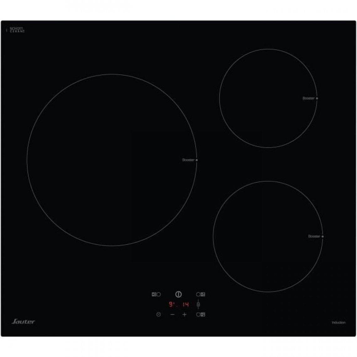 Table de cuisson Sauter SAUTER SI934B - Table de cuisson induction - 3 foyers - 8300W - L60 cm - Noir