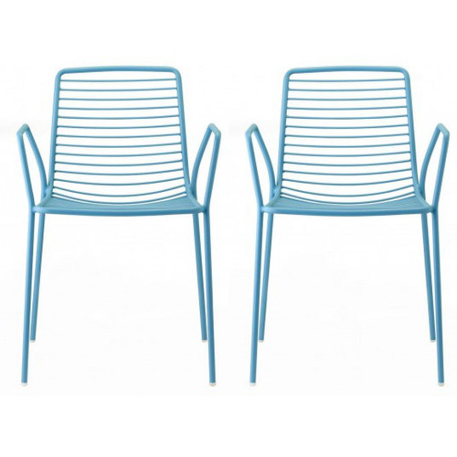 Scab - Chaise Lot de 2 fauteuils acier Summer bleu azur - Chaises Scab