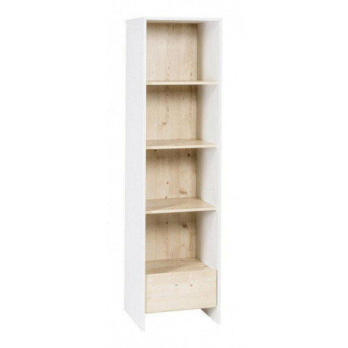 Etagères Schardt Bibliothèque 4 niveaux 1 tiropir bois blanc et pin clair Timber L 44 x H 166 x P 42 cm