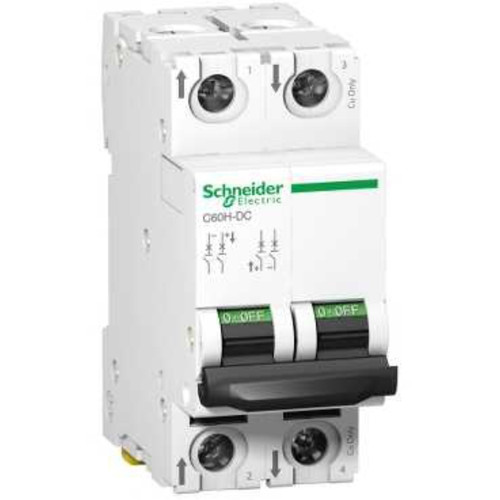 Schneider Electric - disjoncteur - schneider c60h-dc - 2 pôles - 5 ampères - courbe c - a9n61525 - Schneider Electric