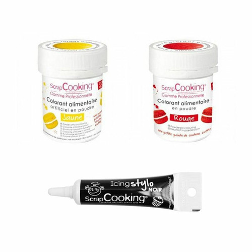 Scrapcooking - 2 colorants alimentaires rouge-jaune + Stylo glaçage noir Scrapcooking  - Scrapcooking