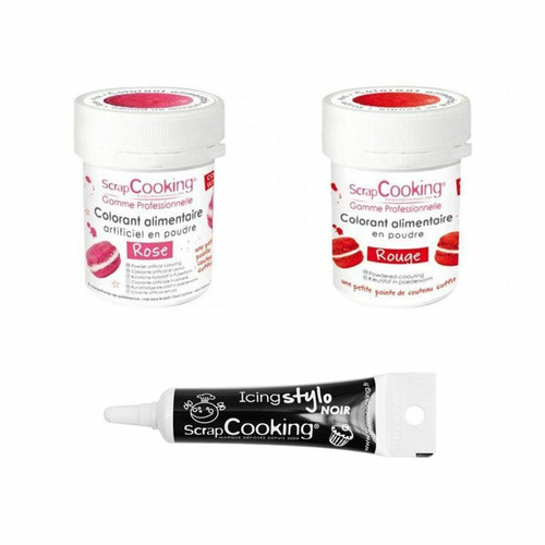 Scrapcooking - 2 colorants alimentaires rouge-rose + Stylo glaçage noir Scrapcooking  - Kits créatifs