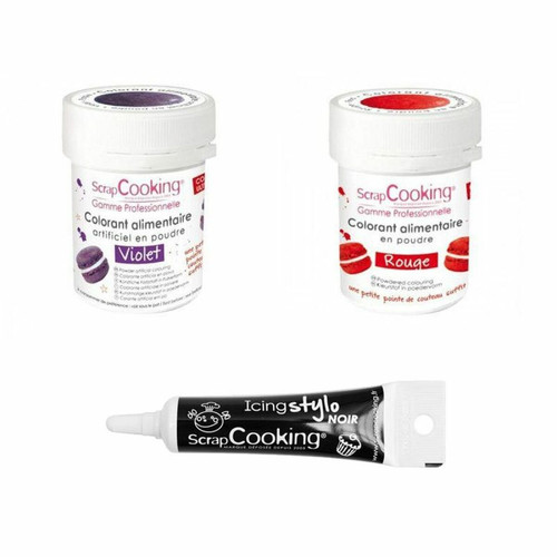 Scrapcooking - 2 colorants alimentaires rouge-violet + Stylo glaçage noir Scrapcooking  - Scrapcooking