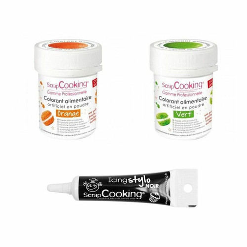 Scrapcooking - 2 colorants alimentaires vert-orange + Stylo glaçage noir Scrapcooking  - Kits créatifs