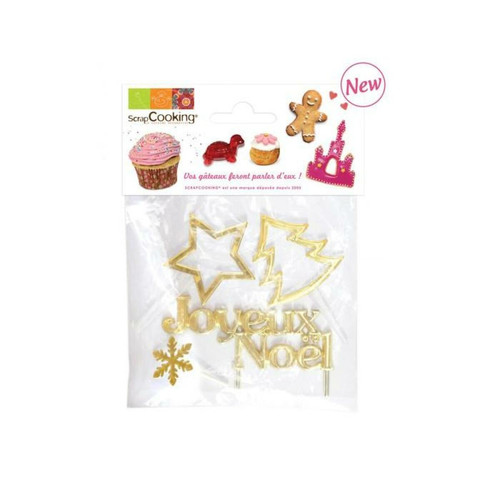 Kits créatifs Scrapcooking 4 décorations dorées pour gâteau de Noël