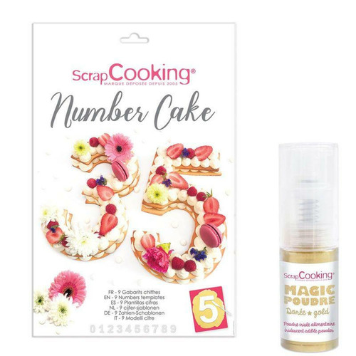 Scrapcooking - Coffret Number cake + 1 poudre alimentaire irisée dorée Scrapcooking  - Jeux artistiques