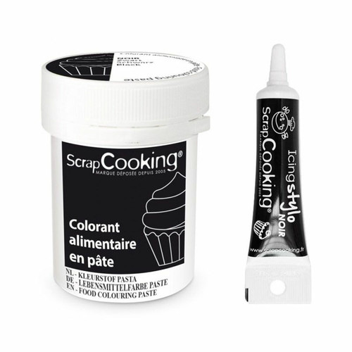 Scrapcooking - Colorant alimentaire en pâte 20 g Noir + Stylo de glaçage noir Scrapcooking  - Kits créatifs Scrapcooking