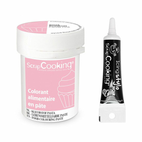 Scrapcooking - Colorant alimentaire en pâte 20 g Rose bonbon + Stylo de glaçage noir Scrapcooking  - Jeux & Jouets