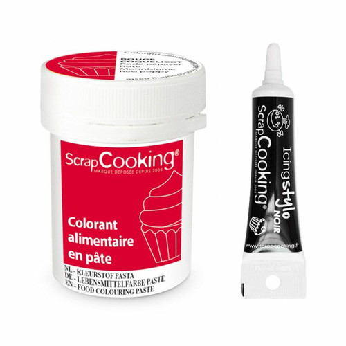 Scrapcooking - Colorant alimentaire en pâte 20 g Rouge coquelicot + Stylo de glaçage noir Scrapcooking  - Kits créatifs