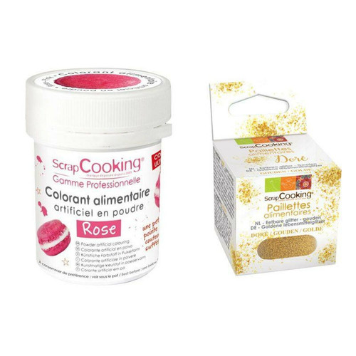 Scrapcooking - Colorant alimentaire Rose + paillettes dorées Scrapcooking  - Kits créatifs
